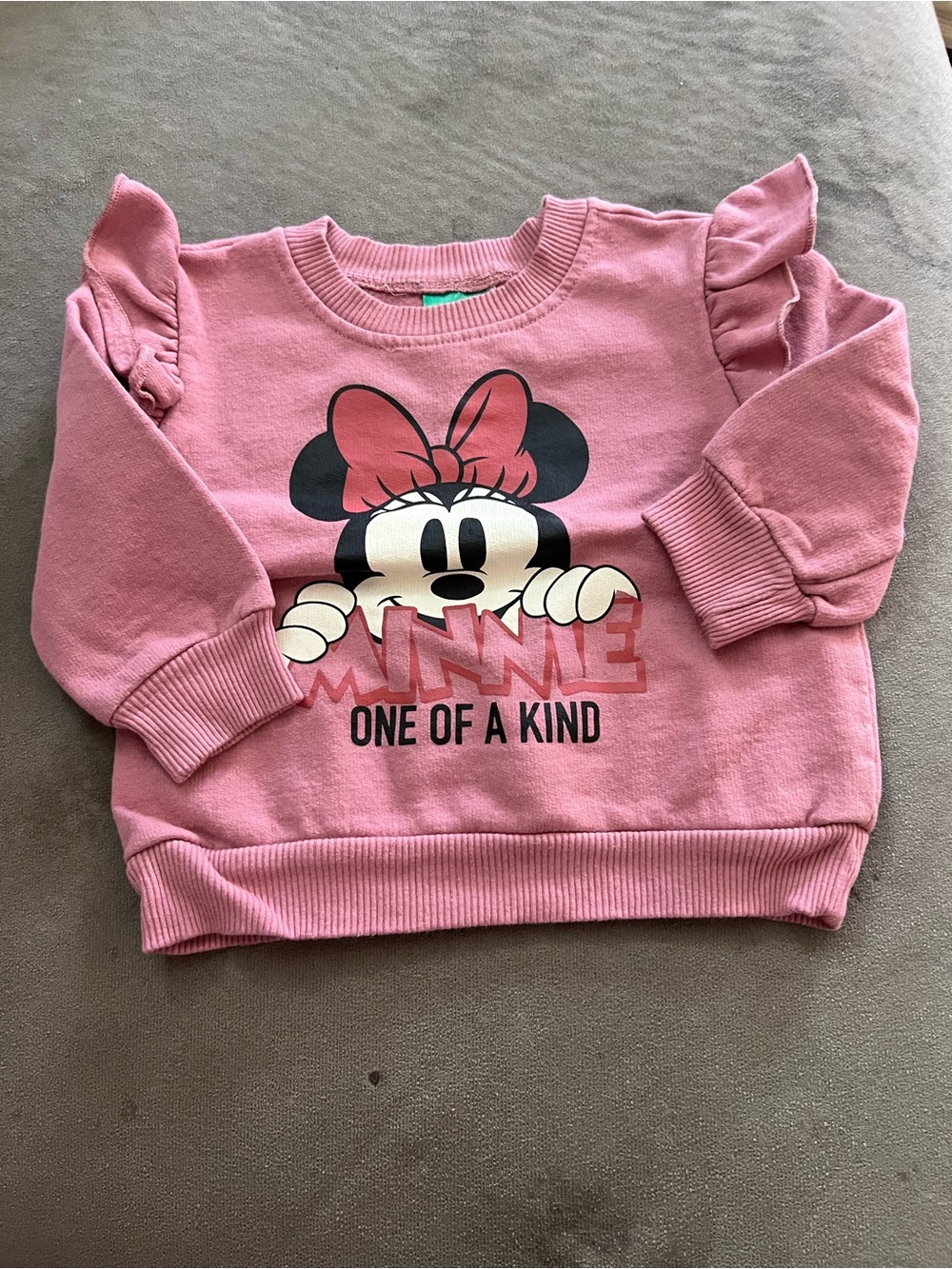 Disney Pink Minnie Peeking Ruffle-Sleeve Sweatshirt